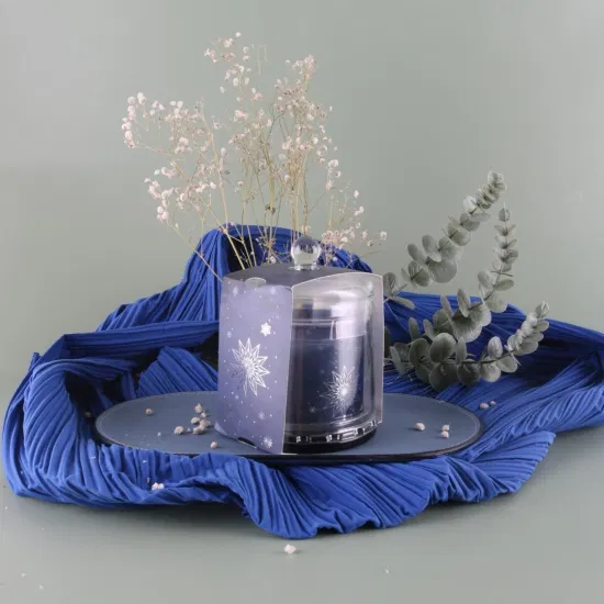 Venta caliente vela de cristal Cloche de 7,4 onzas con etiqueta de lámina de plata para Navidad